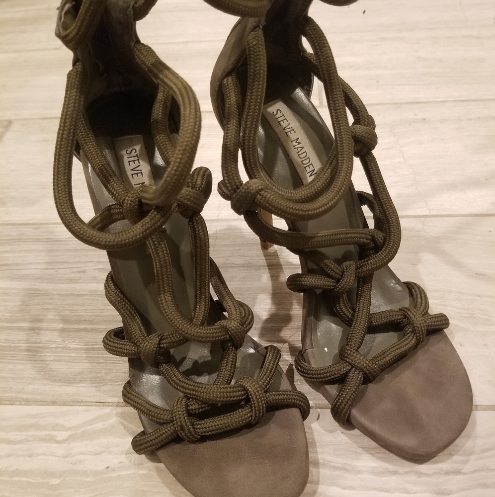 Rope lace up heels